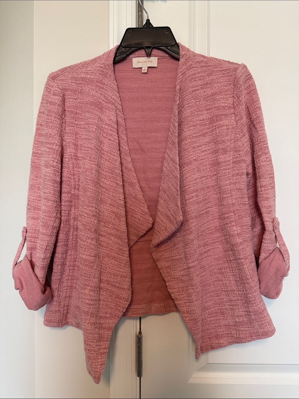 Skies Are Blue Dusty Rose pink Open-Front Knit blazer jacket